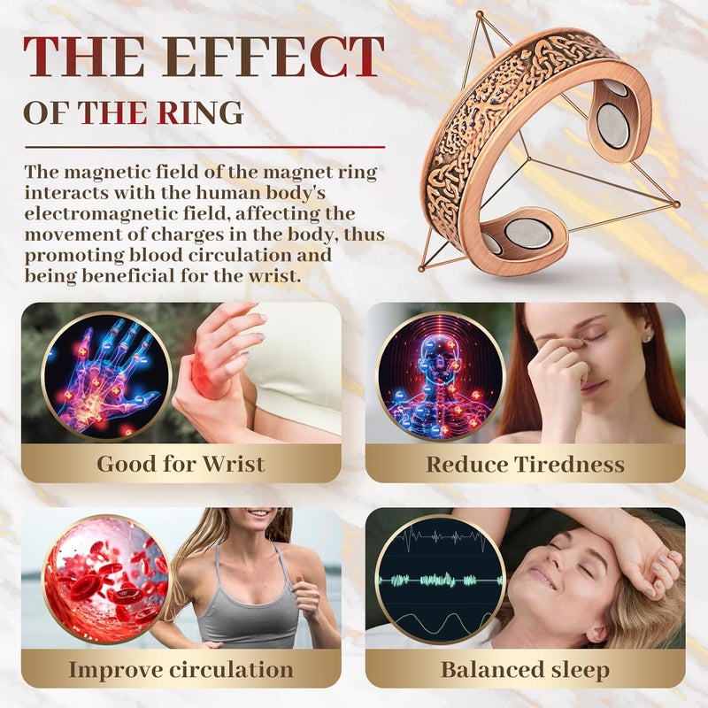 Auramag Copper Rings for Women,Magnetic Rings Adjustable Copper Ring with 3500 Gauss Magnets,100% Pure Copper Jewelry for Women - Image 5